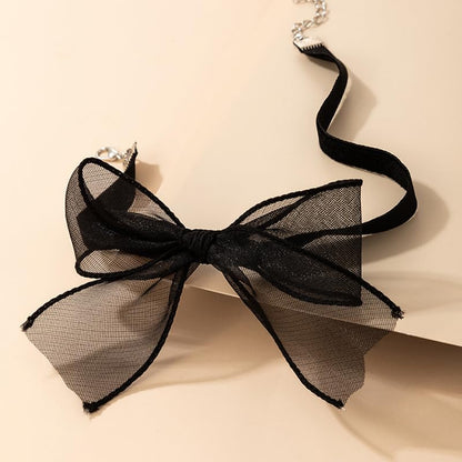 Bow Choker Necklace Sexy Bow Tie Choker Adjustable Gothic Lace Neckband Retro Lolita Sweet Collarbone Necklace Prom Wedding Party Trendy Jewelry for Women - color: Black