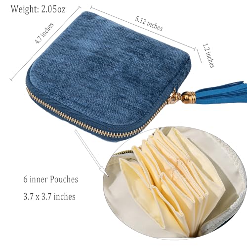 Women's Coin Purses Velvet Mini Travel Jewelry Case Bag with Tassel - color: A-Lake Blue
