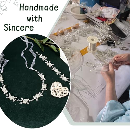 Tanfeine Flower Girl Headpiece, Flower Girl Hair Accessory, Silver Wedding Headband for Girls, Princess Crystal Pearl Hair Accessories for Birthday, Party, First Communion,Wedding