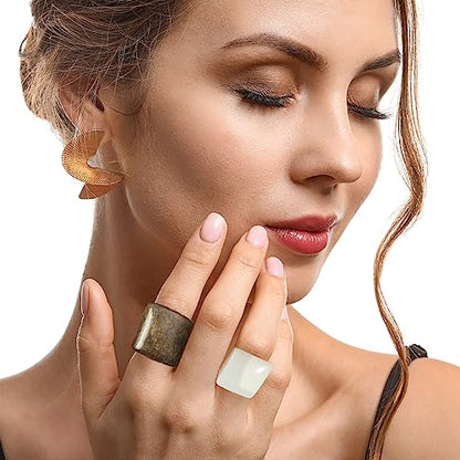 Resin Chunky Rings for Women Multicolor Acrylic Plastic Rings Set Cute Trendy Aesthetic Y2k Statement Rings Thick Dome Heart Knuckle Finger Jewelry - color: 6PCS Dome