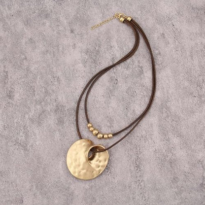 Boho Necklaces for Women Chunky Circle Necklace Bohemian Necklaces | Chunky Boho Necklace for Women Layered Boho Circle Leather Choker Necklace Long Vintage Necklaces Bohemian Jewlery Gifts - style: Bohemian Pendant Necklace