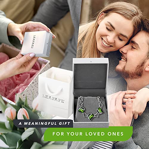 Leafael Infinity Love Heart Gift Bracelet for Women, Birthstone or Healing Stone Crystal, Silver Tone Birthday Jewelry for Her, Mom, and Wife, 7-inch Chain and 2-inch Extender - color: 08-August-Peridot Green