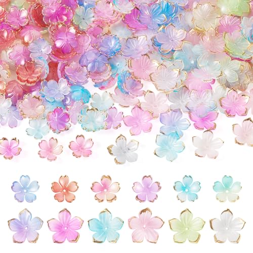 360 pcs Acrylic Flower Bead 5-Petal Floral Bead End Caps Mini Cherry Blossom Spacer Beads Caps for DIY Crafts Bracelet Necklace Earrings Jewelry Making - color: Cherry Blossom Flower,Mixed Color