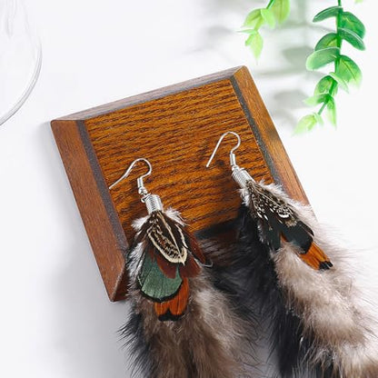 Bohemian Feather Dangle Earrings for Women with Shell Beads Long Tassel Design Drop Earrings - style: Style-Grey