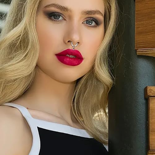 16G Dangle Elegant Septum Rings Hoop 10mm Surgical Steel Hinged Segment Septum Nose Ring Seamless Clicker Ring Cartilage Earrings Hoop Helix Tragus Piercing Jewerly - color: 16G-Dia:10mm-Silver Tone