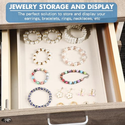 Quelay Stackable Jewelry Tray Jewelry Organizer Tray Showcase Display Empty Plate Bracelet Ring Earring Organizer - color: Beige
