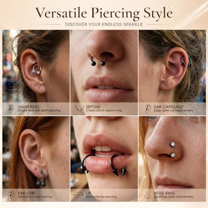 Zolure 16g Lip Rings Horseshoe Labret Jewelry Lip Barbell Ring Spike Snake Bite Piercing Jewelry Tragus Helix Earrings Studs Medusa Piercing for Women Men - color: 16G 8mm #8
