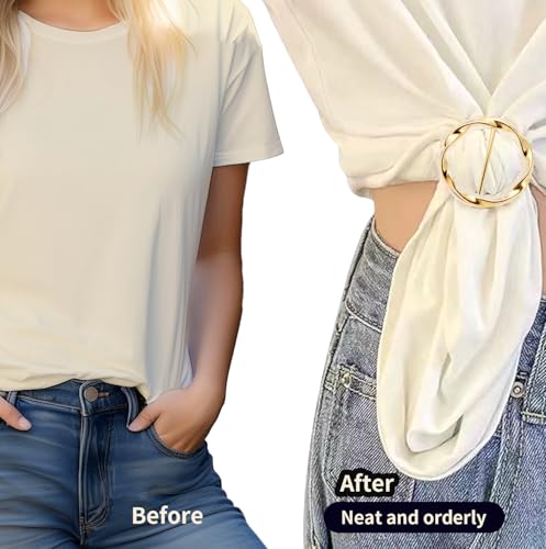 6Pcs Scarf Ring Clip, T-shirt Tie Clips for Women, Fashion Shirt Cincher Clips, Multi-Use Shawl Collar Clasp, Decorative Clothes Corner Knotted Clip for Scarf, Sweater, Dress, Travel Hat