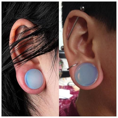 8G-12mm Acrylic Single Flare Gauges for Ears with Silicone O-Ring Opalite/Black/White/Clear Gauges Plugs and Tunnels Stretcher Expander Stretching Kit for Women Men - color: Opalite 8G-12mm