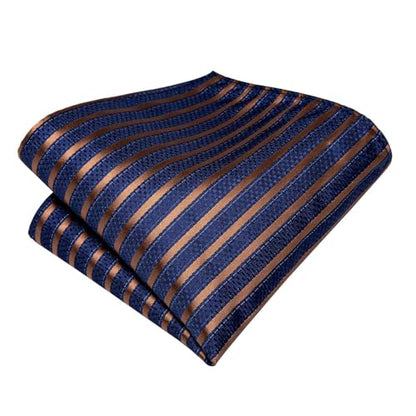 Dubulle Mens Paisley Striped Tie Woven Necktie for Men and Handkerchief Cufflinks Set Wedding Formal Business - color: Blue Checks