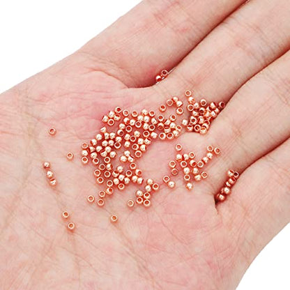 Rose Gold Plated Round Spacer Beads 2mm 600pcs for Jewelry Making Findings Non Tarnish - color: Rose Gold, size: 2mm