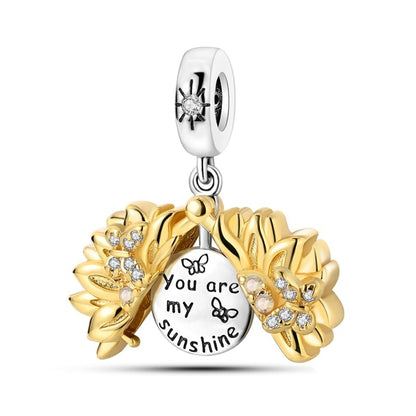 CYCUFF 925 Sterling Silver Charms Suitable for Bracelet Pendants Beads, Charm Necklaces Jewellery Gift for Women - color: Sunflower Charm With Opening And Closing