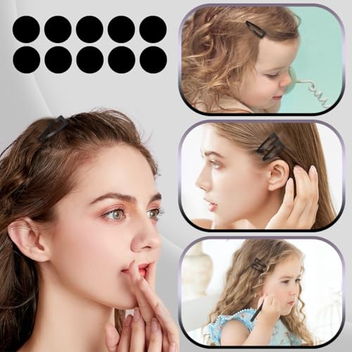 20 Pcs Snap Hair Clips for Women Snap Hair Barrettes Double Grip Hair Clips 3 Prong Clips for Hair Barrettes for Women Girls (Black) - color: Black