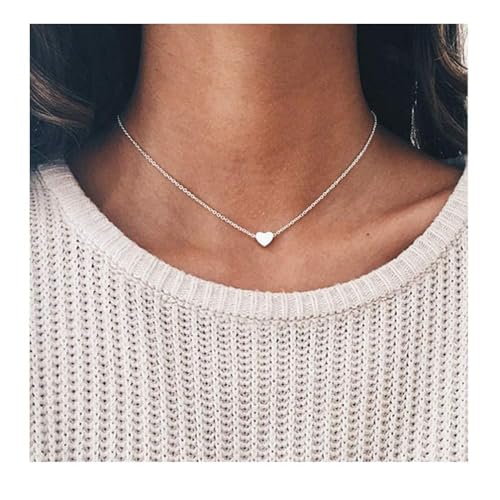 YANCHUN Layered Necklaces for Women Gold Necklace Stack Star Heart Choker Dainty Necklace Love Heart Chain Jewelry Gifts for Women - color: 2: Silver Heart Choker
