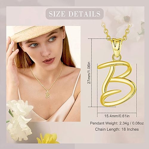 EUDORA Sterling Silver Initial Necklaces for Women, Classic 26 Letter Neckless Gifts for Girls, Sister, Mother Daughter, 18 inch Chain - style: B-Gold