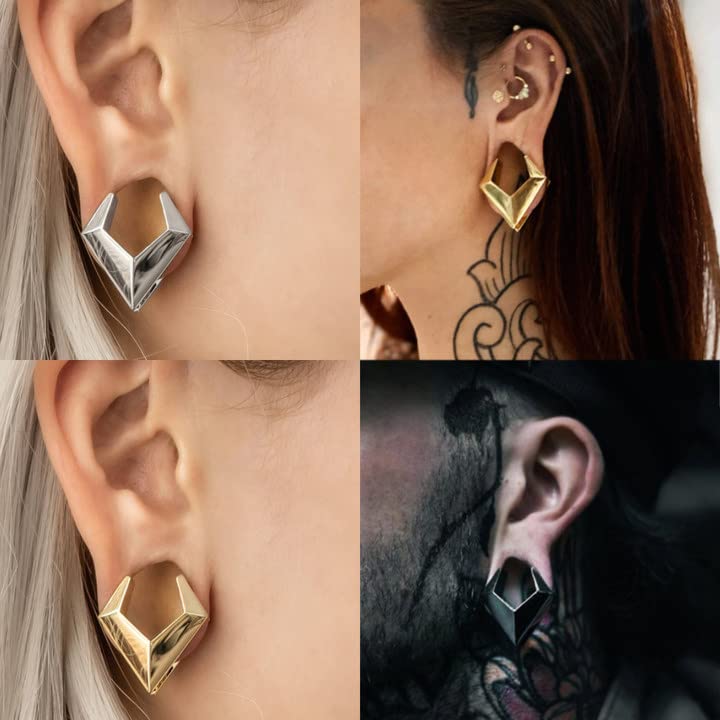DOEARKO 2PCS Ear Gauges Cool Rhombus Saddle Ear Plugs Body Piercing Tunnels 316 Stainless Steel Hypoallergenic Earrings Plugs for Ears Expander Body Jewelry - color: Black, size: 19mm(3/4")