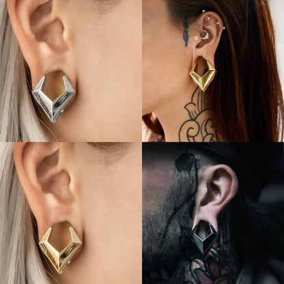 DOEARKO 2PCS Ear Gauges Cool Rhombus Saddle Ear Plugs Body Piercing Tunnels 316 Stainless Steel Hypoallergenic Earrings Plugs for Ears Expander Body Jewelry - color: Gold, size: 19mm(3/4")