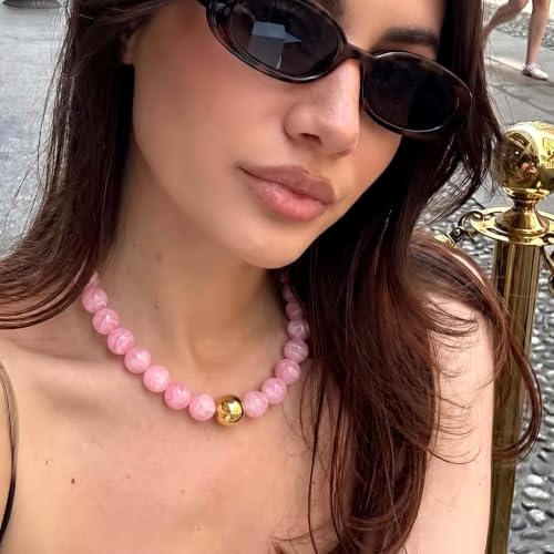 Chunky Beaded Necklace for Women, Colorful Trendy Statement Summer Jewelry Gift - color: necklace-8
