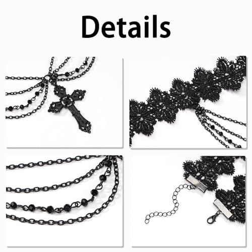 MILAKOO Lace Tattoo Choker for Women Elegant Goth & Elegant Necklace Collarbone Pearl Pendant Collar - color: Black D