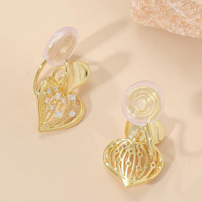 Ear Cuffs Earrings for Women Non Piercing Cartilage Cuff Wrap Clip on Earrings Trendy Pearl Rhinestone Tassel Chain Earrings Jewelry for Women - color: CZ Heart Ear Cuff