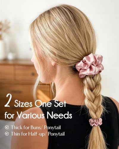 YANIBEST Satin Scrunchies, Prevent Breakage and Frizz, 8 Pack | Hair Ties No Damage For Women, Gentle on Hair, Sleep Workouts - color: Colorful