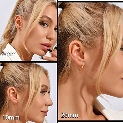 Minimalist Hoops for Women - 14K Gold Open Huggie Hoop Earrings, Hypoallergenic Tiny Hoops in Gold and Silver (Set of 1-5 Pairs) - color: 14K Gold - 6mm/8mm/10mm/15mm/20mm