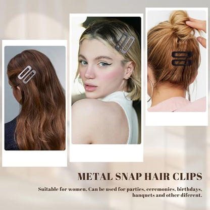 20 PCS Small Rectangle Hair Barrettes For Women Non Slips Snap Clips For Thin Fine Hair,Matte Black Gray White,1.97 x 0.55Inch - color: Matte Black Gray White