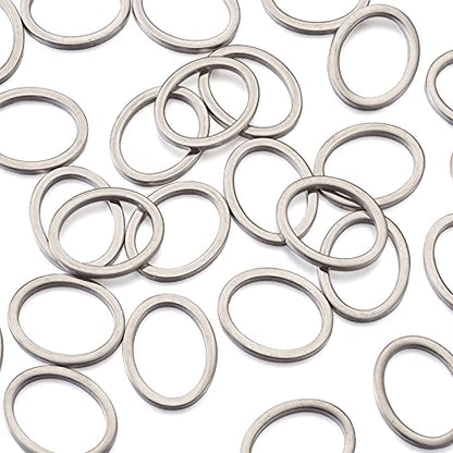 30Pcs Oval Linking Charms Open Bezel Hollow Frame Charm Pendants Linking Ring Connector Stainless Steel Beading Hoop for Earrings Bracelet Necklace Jewelry Making - color: Antique Silver - Oval