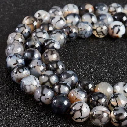 100pcs 6mm White Dragon Vein Agate Beads Natural Gemstone Beads Round Loose Beads for Crafting and Jewelry Making - color: White Dragon Vein Agate, size: 6mm