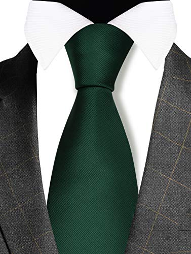 GUSLESON Classic New 3.15"（8cm） Men's Solid Color Necktie Wedding Business Tie + Gift Box - color: Dark Green