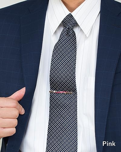[TAVARAT] Tie Clip Tie Clips for Men Genuine Leather Silver Tie Bar Tie Pin Tps-078 - style: pink