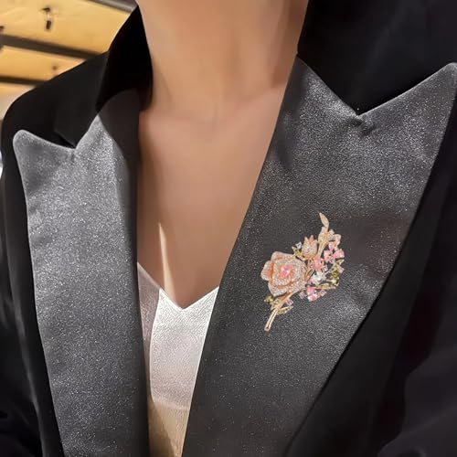 SYWDUDUCLT Fashion Elegant Brooches for Women Brooch, Suitable For Party And Daily Wear On Many Occasions - style: ColouredRose