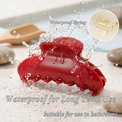 4.3 Inch Large Claw Clip for Thin Hair & Thick Half Ups, Cute Acetate French Hair Clips for Women, Non-Slip Secure Updos & Chic Daily Styles, Red - color: Red