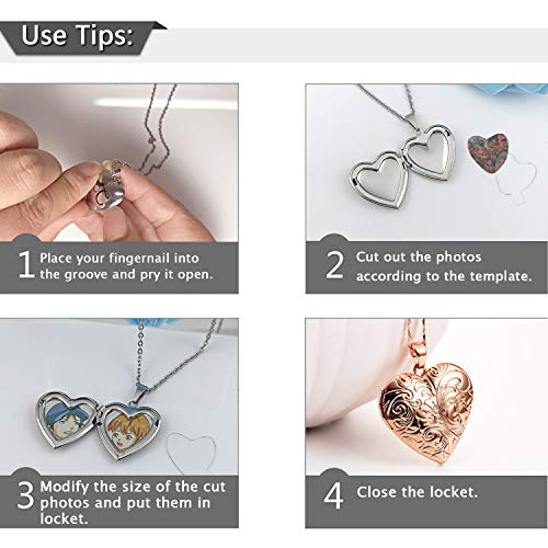 Locket Necklace that Holds Pictures Flower Lockets Pendant Necklaces Birthday Gifts Jewelry - style: Rose Heart