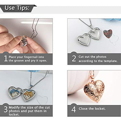 Locket Necklace that Holds Pictures Flower Lockets Pendant Necklaces Birthday Gifts Jewelry - style: Rose Heart