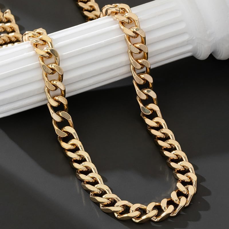 Chunky Cuban Link Curb Chain Necklace for Women Men Dainty Gold Silver Tone Choker Thick Trendy Statement Diamond Cut Punk Hip Hop Cuban Chain Jewelry Gifts Unisex Size 5mm/9mm/13mm/16mm - color: Curb Chain Necklace