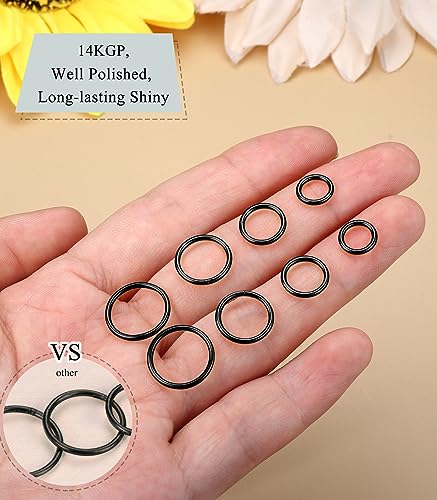 4/5/8 pcs 16G/18G/20G 316L Surgical Steel Hinged Nose Rings Hoops Lip Septum Rings Helix Conch Rook Cartilage Tragus Earrings Piercing Jewelry Black Silver Gold Plated Nose Rings Women Men - color: Black - 16G (6mm-12mm) - 8PCs