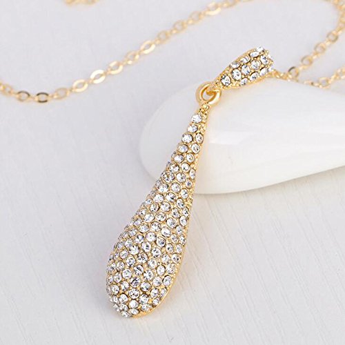 YINLI Full Crystal Rhinestone Gem Tear Drop Pendant Necklace Earrings Jewelry Sets - style: Style01