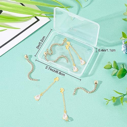 SUNNYCLUE 1 Box 8Pcs 2 Style Real 18K Gold Plated Earring Backs Ear Studs Rhinestone Tassel Earring Findings Long Chain Butterfly Ear Nuts for Jewelry Making Women Adult DIY Earrings Craft Accessories - color: 8pcs 2 Styles 18k Gold Plated Earring Backs T