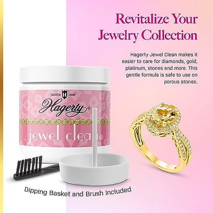 Hagerty Jewelry Cleaner - Professional Jewelry Cleaning for Diamonds, Gold, Platinum, Precious Stones and More - Kosher Certified Jewelry Cleaning Kit Includes Dipping Basket and Brush, 7 Oz. - size: 7 Ounce (Pack of 1)
