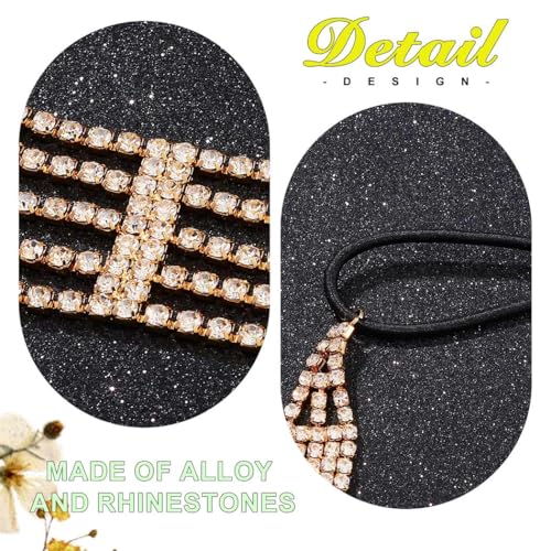 Jeairts Rhinestone Head Chain Forehead Bridal Headband Elastic Crystal Hair Band Halloween Prom Hair Jewelry for Women - color: 2-Gold