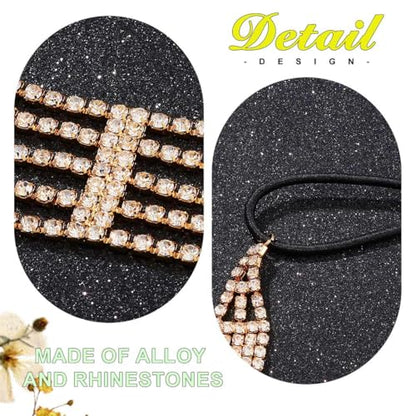 Jeairts Rhinestone Head Chain Forehead Bridal Headband Elastic Crystal Hair Band Halloween Prom Hair Jewelry for Women - color: 2-Gold