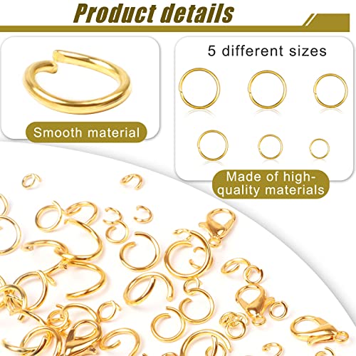 Jump Rings for Jewelry Making Kit, 1500 pcs Jewelry Repair Kit for Necklace Bracelet, Lobster Clasps and Closures Repair Supplies Kit with Pliers Tweezers-Gold - color: Gold