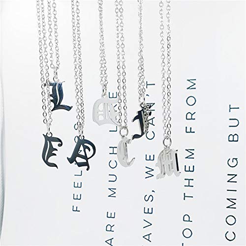 Old English Initial Alphabet Letter Necklace - style: O-Silver