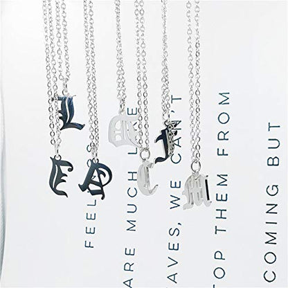 Old English Initial Alphabet Letter Necklace - style: O-Silver