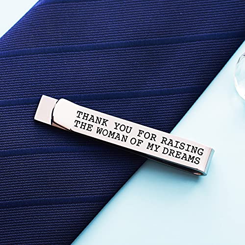 Father of the Bride and Groom Gifts - Wedding Tie Clips for Groomsmen From the Bride - Stainless Steel Tie Bars - color: Father of The Bride-Thank Raising Woman