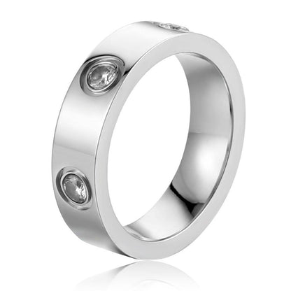 YCSLYW Ladies Stainless Steel Ring Love Friendship Ring Golden high polishing, low allergy Wedding Jewelry Valentine's Day Birthday Gift, 5-10 - color: Love Silvery, size: 5