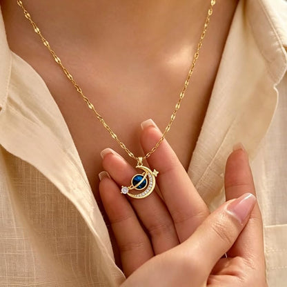 Women'S Pendant Necklace, Star And Moon Element Necklace, A Fashionable Accessory Suitable For Everyday Wear - color: Gold