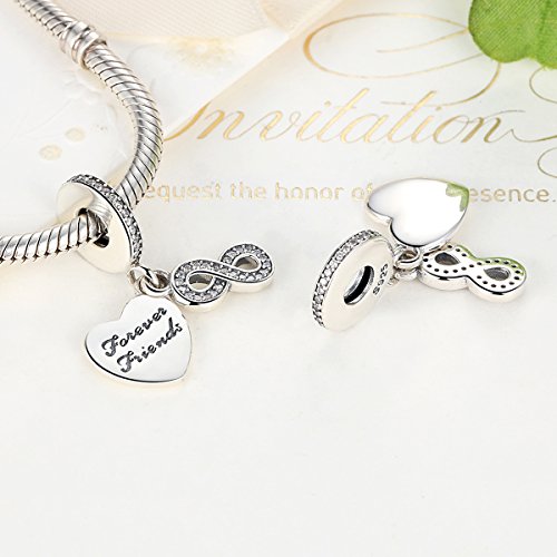 925 Sterling Silver Charms Pendants Mom Heart Dog koi fish Sea Turtle Football Charms for bracelet Pendants Beads Mom Sister Wife Family, Friends, Birthday gifts - style: Forever friend pendant