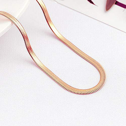 Gold Anklets for Women Waterproof,18K Gold Plated Anklet for Women Snake Chain Link Dainty Ankle Bracelets Summer Beach Jewelry - color: 3mm-Rose Gold